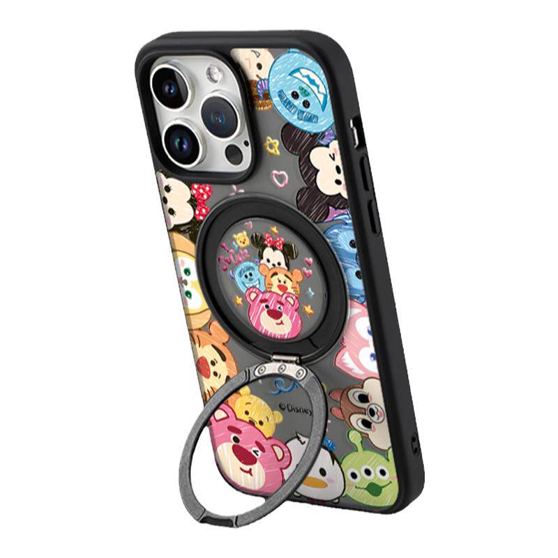 ANGYING × 粉熊圈圈乐适用iPhone17ProMax磁吸手机壳肤感支点壳苹果16Pro新款13保护套旋转支架15por超薄Fo5