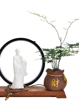 新中式风流香茶桌盆栽创意摆件