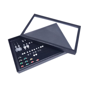 简约多格耳钉收纳盒带海绵戒指装饰托盘耳环收藏透明饰品展示道具