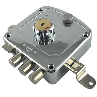 AFS老式外装天地锁安防盼盼门锁防盗门锁天地锁背面包锁四孔铁门