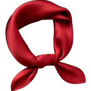 大红色中国红纯色桑蚕丝真丝丝绸小方巾丝巾女春秋脖子装饰薄围巾