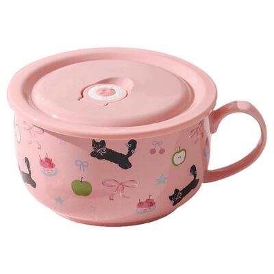 可爱猫陶瓷泡面碗大容量带盖