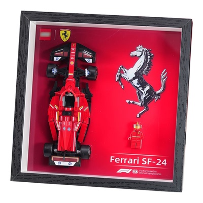 适用乐高f1超级赛车speed红牛展示盒法拉利上墙相框奔驰防尘摆件