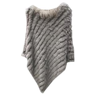 新款皮草兔毛编织三角针织披肩纯手工百搭兔毛套头斗篷包邮女春秋