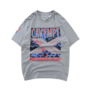CAVEMPT C.E 复古赛车灰色十字路口新袖标短袖T恤日潮男