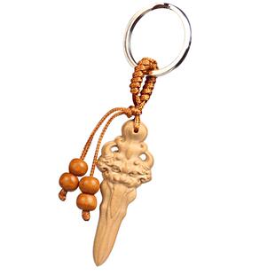 肥城桃木剑一体儿童桃木吊坠睚眦木雕钥匙扣桃花剑七星剑饰品挂件