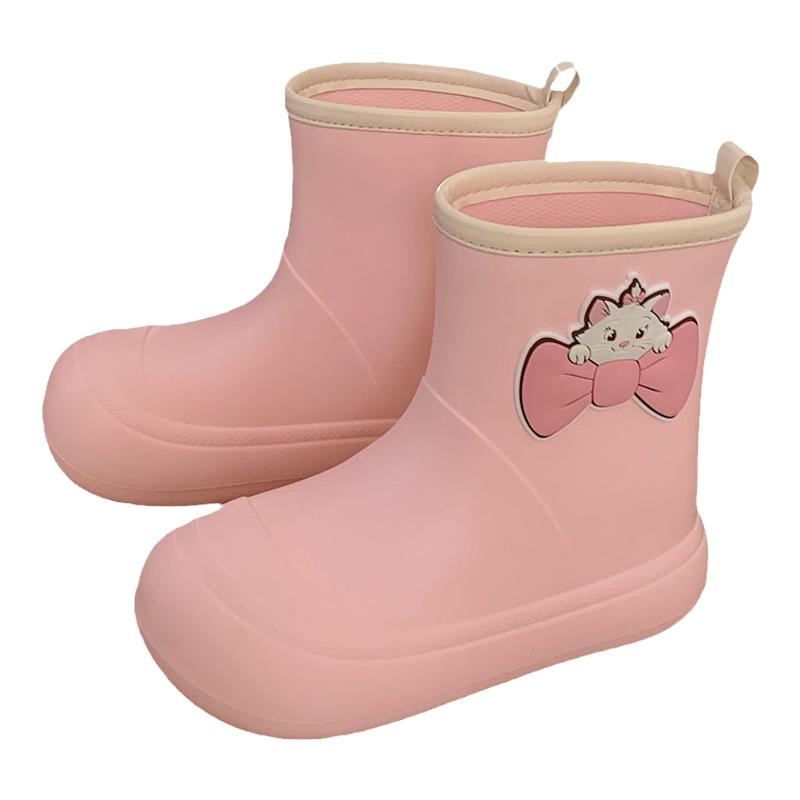 细细条 四季通用儿童雨靴胶鞋女童外穿防水迪士尼玛丽猫亲子雨鞋