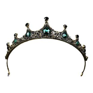 女童巴洛克复古绿头饰儿童水钻皇冠女宝乐团演奏盘头发饰高档发箍