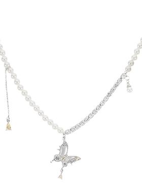 白日梦项链FFX蝴蝶流苏仿珍珠