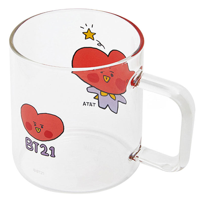BT21玻璃马克杯水杯子硅胶杯垫