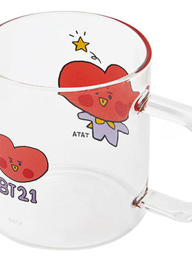 BT21玻璃马克杯水杯子硅胶杯垫