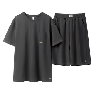 有内睡衣男款纯棉抗菌圆领短袖夏季新款家居服100%全棉男士套装