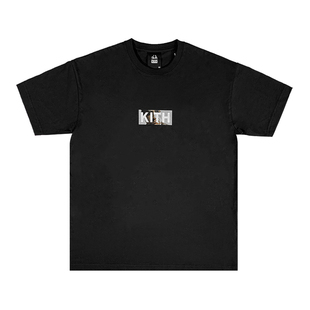 defans 美潮KITH 25ss 教父联名BOX LOGO短袖宽松圆领黑色男女T恤
