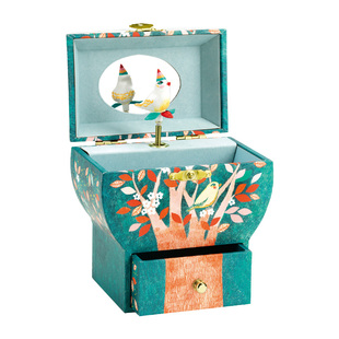 Djeco音乐盒暮夜之歌旋转发条八音盒女生双层抽屉式女孩收纳玩具