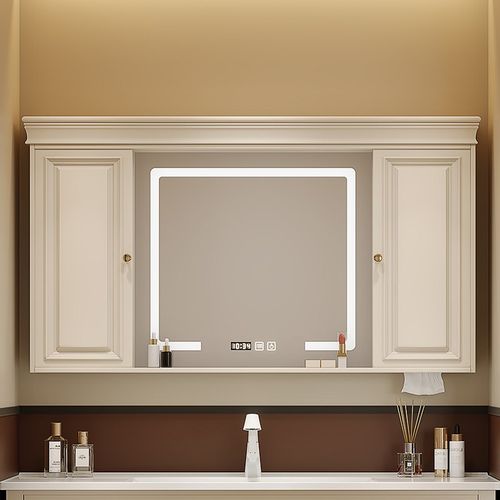 浴室风水镜柜单独推拉智能镜厕所挂墙式法式卫生间收纳储物一体柜