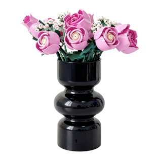 乐高粉色玫瑰积木花瓶黑色玻璃适配10374积木花桌面装饰摆件礼物