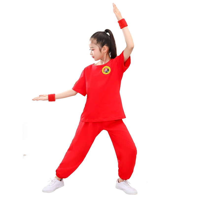 儿童武术服纯棉夏季短袖表演出服