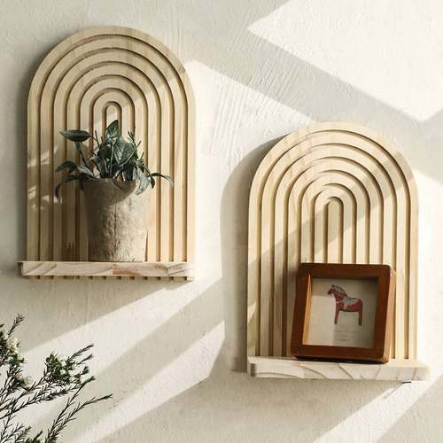 亚马逊跨境门形状实木墙壁工艺品木制装饰批发花盆家居置物架客厅