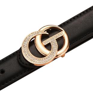 女士皮带时尚百搭牛仔裤装饰腰带2025新款真皮红色裤带简约潮流细