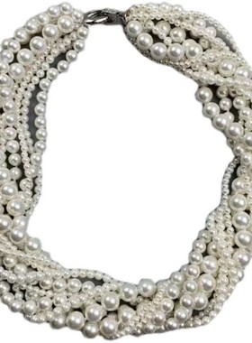 朱珠同款多层叠戴母贝珍珠项链女