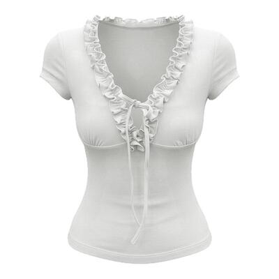 FDR官方店木耳边绑带辣妹短袖