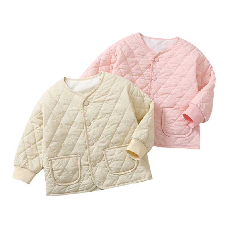 小数点儿童薄棉外套秋冬新款女童加棉棉衣女宝宝保暖棉服夹层上衣