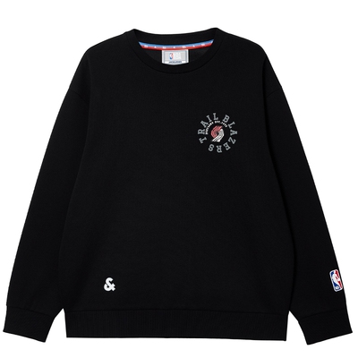 【NBA联名】杰克琼斯男装新款开拓者队肌理印花卫衣宽松含棉外套