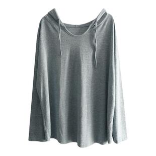 宽松大码连帽慵懒长袖针织卫衣女2023初秋薄款垂感休闲带帽针织衫