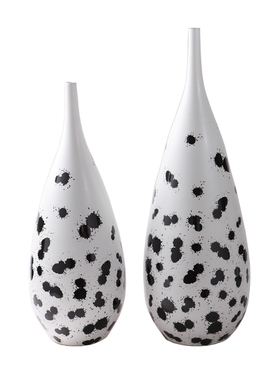 黑白色手绘样板房间大花瓶摆件