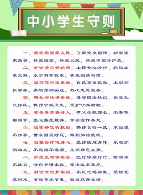 中小学生守则墙贴行为规范挂图