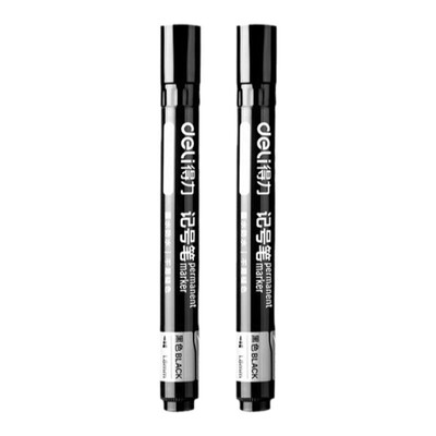 得力黑色防水大容量油性记号笔