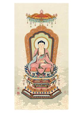 夏荆山唐卡佛像复古装裱挂轴国画