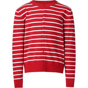 本来BENLAI男女童新年撞色条纹针织开衫外套2026春新款BTT960003