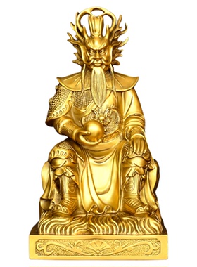 纯黄铜龙王爷神像摆件