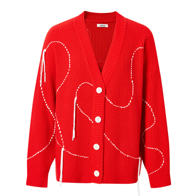 indicia针织毛衣樱桃番茄红