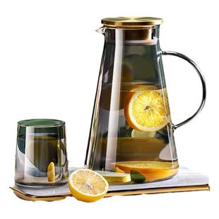 冷水壶玻璃耐高温凉水杯果茶壶大容量冰水壶凉茶壶套装家用凉水壶