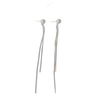 复古优雅澳白珍珠长流苏耳环