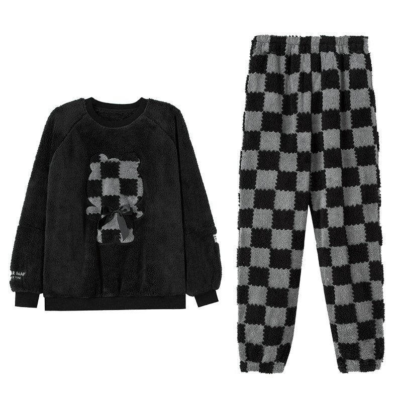 妮狄娅情侣珊瑚绒时尚家居服套装
