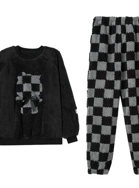 妮狄娅情侣珊瑚绒时尚家居服套装