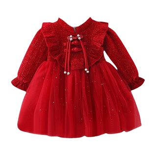 女童连衣裙加绒秋冬2025新款洋气儿童旗袍裙子女宝宝周岁礼服冬装