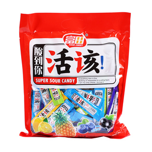 富田活恬该该酸到你水果糖奶糖胶质软糖儿童小吃怀旧零食元旦酸糖