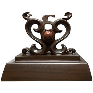 图腾石头奇石底座摆件托架艺术创意通用仿实木树脂摆放托盘