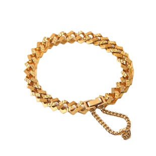 金声情艺18k黄金韩式手链女足金老板链纯金坦克链男彩金链