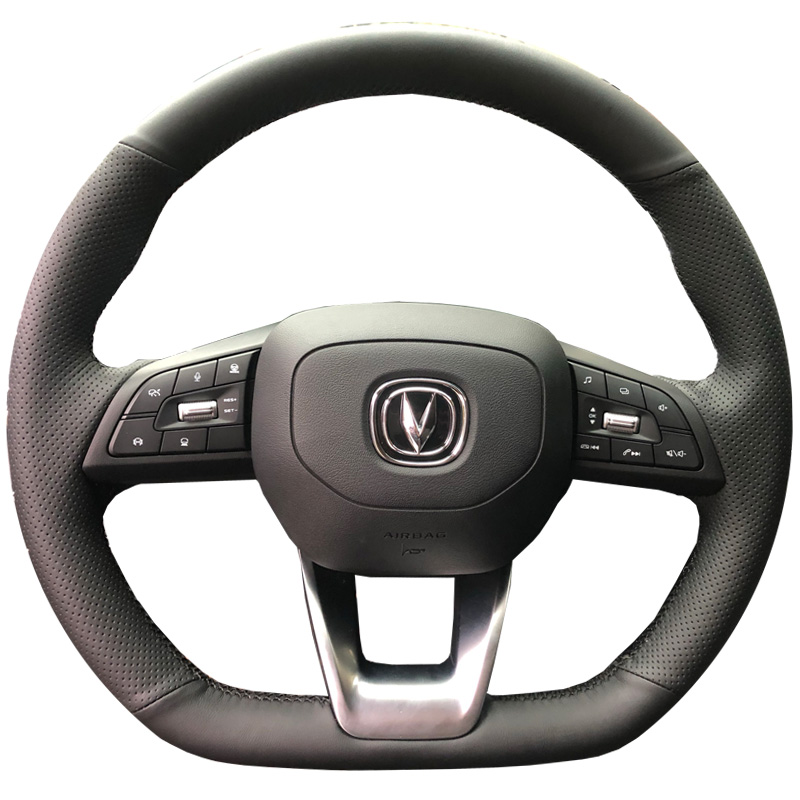 长安逸动plus二代CS55CS75锐程CC悦翔UNI-T专用真皮手缝方向盘套