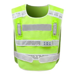 LED充电式带闪灯反光背心红蓝爆闪马甲公路巡逻背心安全防护服