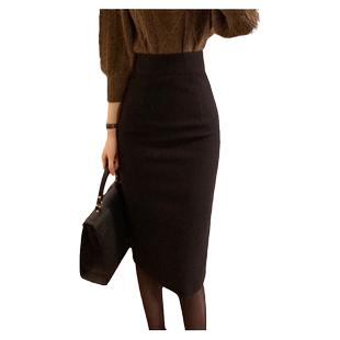 25半身裙冬季新款春呢料百搭中裙包臀一步裙工装女裙高腰职业裙子