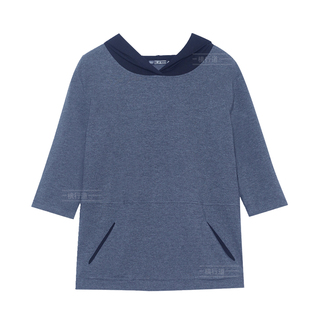 莫代尔中袖t恤女上衣七分袖大码妈妈春装连帽卫衣带帽打底衫宽松