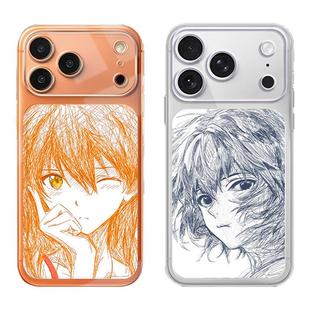 素描明日香eva适用苹果17air手机壳iphone16promax动漫15绫波丽14mini渚薰13橙色12二次元11plus透明x星宇橙8
