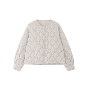 新大嘎daga南方冬季超实穿的无领白色轻薄羽绒服女短款百搭小外套