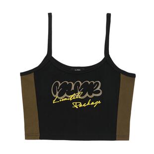 MLMR2024秋冬新款撞色拼接修身短款背心吊带上衣内搭女装个性时尚